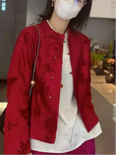 新中式女装高级感独特别致上衣春款外搭小众国风红色旺气短款外套