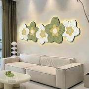 北欧风客厅装饰画卧室床w头画氛围感花朵发光灯画沙发背景墙