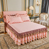 夹棉加厚床裙三件套加棉床罩韩式公主风蕾丝纯色床单1.8M防滑床套
