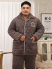 超厚5斤冬季棉睡衣男士奢华三层珊瑚绒夹棉家居服套加肥大码200斤