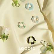 LOOOPS原创周也同款天然水晶玉石手工串珠拼接戒指女小众气质指环