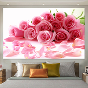 卧室床头画客厅装饰浪漫温馨玫瑰，鲜花贴画网红直播间背景墙贴壁画