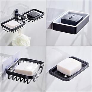 肥皂盒 吸盘吸壁式黑色太空铝强力无痕沥水创意浴室免打孔香皂架