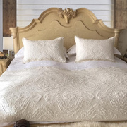 欧式全棉绗缝被三件套纯色床盖毯单件，夏凉空调被枕套沙发炕垫床上