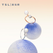 TSL谢瑞麟18k金钻石戒指珍珠玫瑰金优雅珍珠指环女士BC852