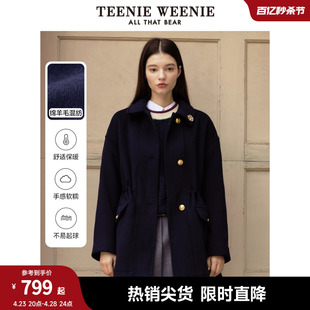 TeenieWeenie小熊秋冬季格雷系绵羊毛毛呢呢子外套大衣小个子女士