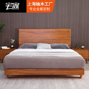 缅甸柚木双人床全实木家具，1.8米北欧现代简约1.5婚床意式极简风格