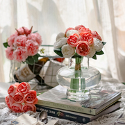 掬涵茶玫玫瑰仿真花，假花客厅花束绢花，餐桌高品质装饰花艺插花欧式
