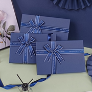 礼盒空盒蓝色礼物盒创意包装盒简约衣服围巾盒定制印LOGO