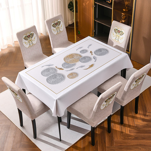 餐桌椅子套罩连体四季通用桌布，免洗防水防油高级靠背家用万能