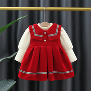 0一1岁女宝宝秋冬装分体款婴儿衣服6个月3外套裙服两件套装冬季天