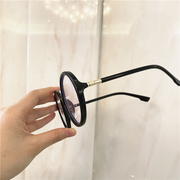 tr超轻黑框透明网红眼镜，圆形大框复古近视镜女欧美风个性镜框潮女