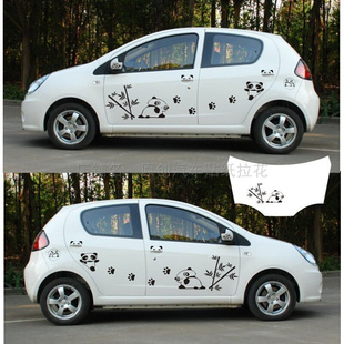 适用于F0乐驰卡通可爱熊猫整车贴汽车装饰吉利个性贴纸车贴全车贴