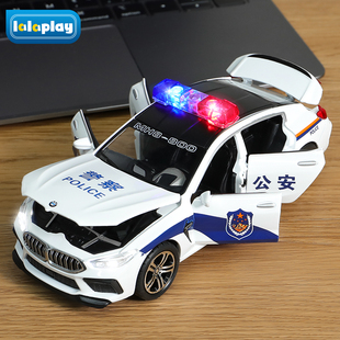 大号合金警车玩具儿童警察车，小汽车玩具男孩特警110公安车m8模型