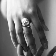 天然珍珠戒指纯银巴洛克珍珠高亮镶钻均码缠绕可调节开口戒指礼物