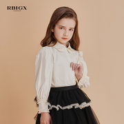 rbigx瑞比克童装秋季女童，甜美淑女长袖衬衫，百搭设计感上衣