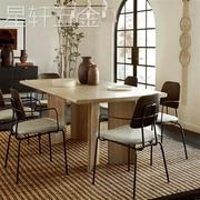 北欧创意实木餐桌简约家用小户型白蜡木饭桌侘寂风工作台办公桌
