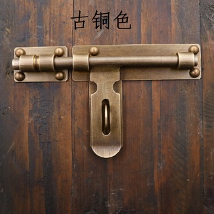 中式大门纯铜插销复古木门黄铜插销老式门扣锁免打孔全铜门栓锁扣