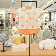 款MINKMUI小星星女宝橘色套装韩国夏季儿童短袖短裤薄款