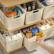 日式橱柜杂物收纳筐，家用客厅零食塑料，收纳箱玩具收纳盒卧室置物箱
