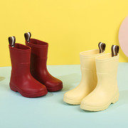 2022糖果色简约纯色黄色雨鞋，中筒小学生踩水雨靴防滑男女童