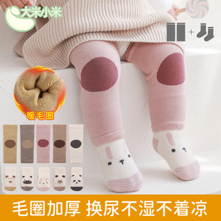 婴儿护腿袜秋冬加厚毛圈新生儿长筒袜，宝宝袜子0一3个月岁幼儿长袜