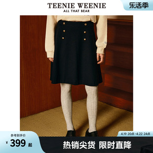 teenieweenie小熊春装双排，扣半身裙短裙，伞裙休闲时尚女装