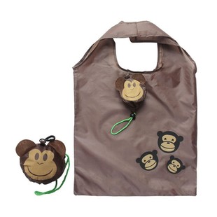 创意卡通咖啡猴子可折叠环保袋涤纶便携购物袋收纳手提袋可印LOGO