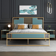 约轻奢新中式铁艺床，1.2米1.8米金色，软靠铁床架金属双人床