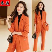 橙色西装外套女秋冬气质职业装，正装时尚名媛，高级感西服套装工作服