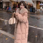 奶呼呼粉色大毛领，羽绒棉服女冬2023韩版中长款时髦高级设计感
