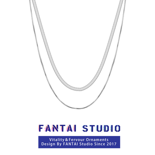 fantai双层蛇骨链项链嘻哈风女小众，设计感锁骨，简约甜酷饰品毛衣链