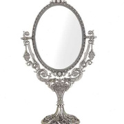 欧式复古镜子化妆镜，双面创意公主梳妆台，台式梳妆镜金属大号高清