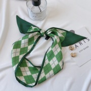 韩版原创围巾春夏季清新绿，色系丝巾绑包长条发带，女西装小领巾丝带