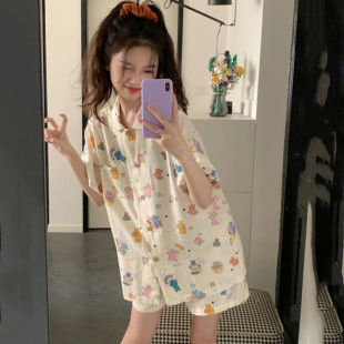 夏季日系ins甜美卡通短袖睡衣女韩版可爱少女网红家居服套装