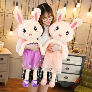 少女心穿婚纱的小兔子玩偶公主兔公仔情侣兔娃娃女童玩具女生礼物