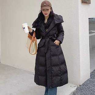 加长款过膝羽绒服女白鸭绒2023年冬季韩版女士加厚外套潮长袖常规