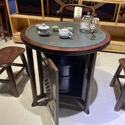 2022圆形小茶台阳台小型实木茶桌椅组合网红小茶桌客厅家用