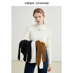 vegachang貂绒针织毛衫，女2023秋冬小个子显瘦气质，打底上衣