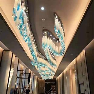 酒店大堂展厅艺术创意，吊灯走廊水晶吊灯