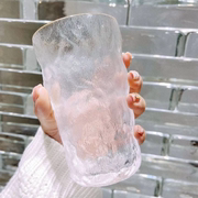 冰川纹玻璃杯子水杯女透明啤酒杯家用牛奶茶ins风男饮料咖啡酒杯