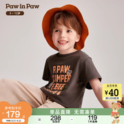 pawinpaw卡通小熊童装2024年夏季男童，印花儿童休闲短袖t恤