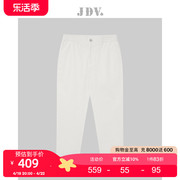 JDV男装夏季商场同款白色松紧腰九分裤裤子简约休闲裤SPN3621