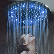 浴室装修创意发光淋浴喷头带LED灯淋雨头10寸25圆形大花洒头全铜
