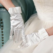 新娘结婚婚纱礼服短款手套，演出配饰手套珍珠缎面手套白色女