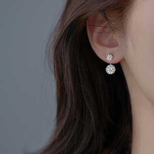 一款三戴925纯银针后挂式耳钉女气质韩国网红双面耳环前后款耳坠