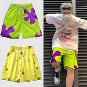 草莓熊同款短裤男夏季沙滩裤，运动休闲情侣五分裤，2件派大星格子