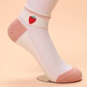 夏天玻璃丝女袜子短袜ins潮薄款浅口低帮隐形袜透明水晶丝袜
