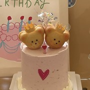 网红七夕情人节蛋糕装饰摆件ins卡通可爱小熊头情侣表白甜品插件