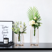 创意现代简约花瓶玻璃透明假花干花装饰摆件ins轻奢高档客厅插花